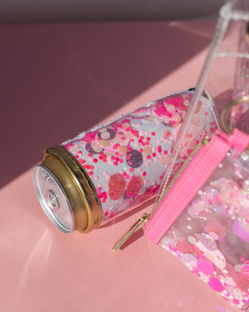 Pink Party Confetti Skinny Can Cooler