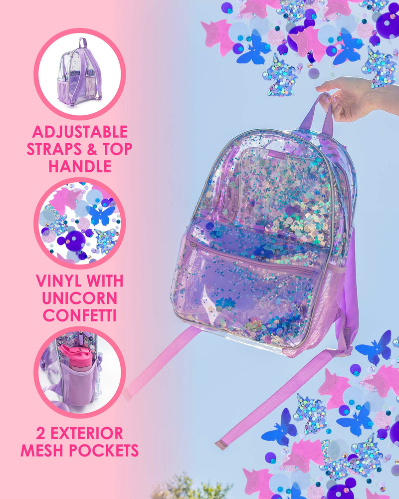 Packed Party Like A Unicorn Confetti Backpack