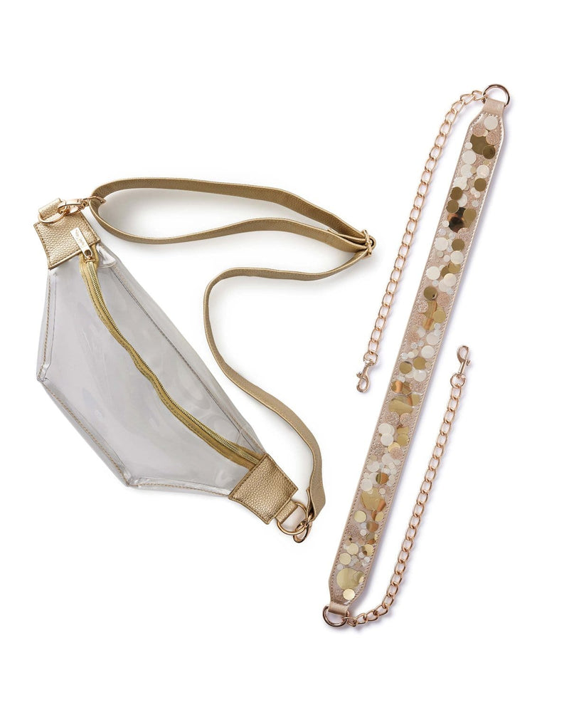 adjustable confetti strap and clear belt bag bundle