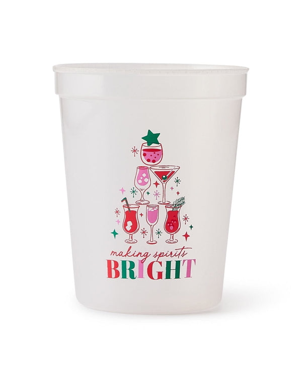 'Making Spirits Bright' clear color changing cup shot against white background. 