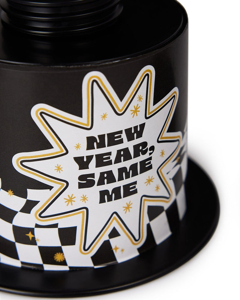 Close up of 'New Year, Same Me' Design with white background. 