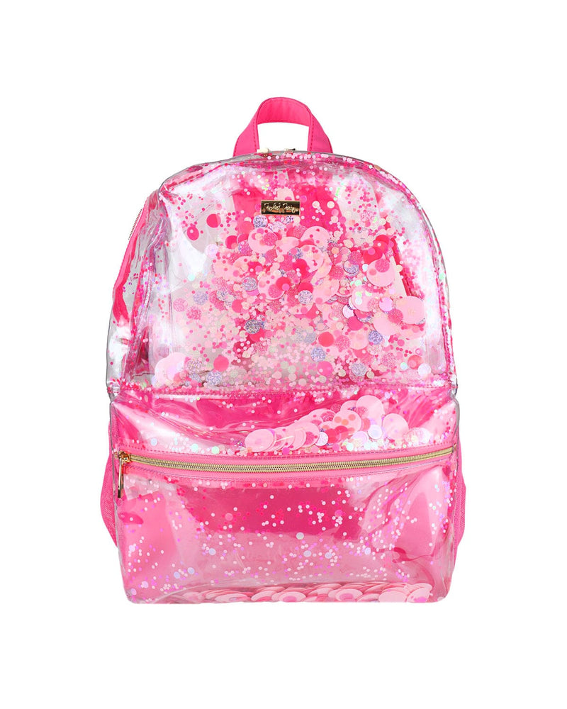 Pink clear backpack sale