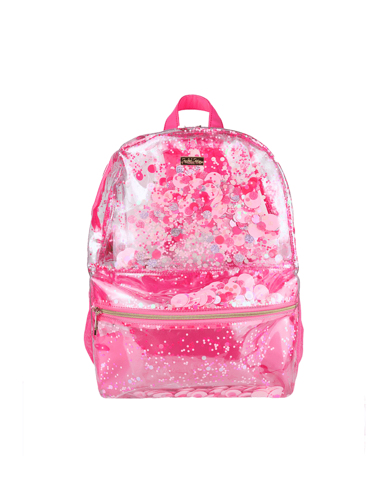 Pink Party Confetti Pink Clear Backpack Packed Party