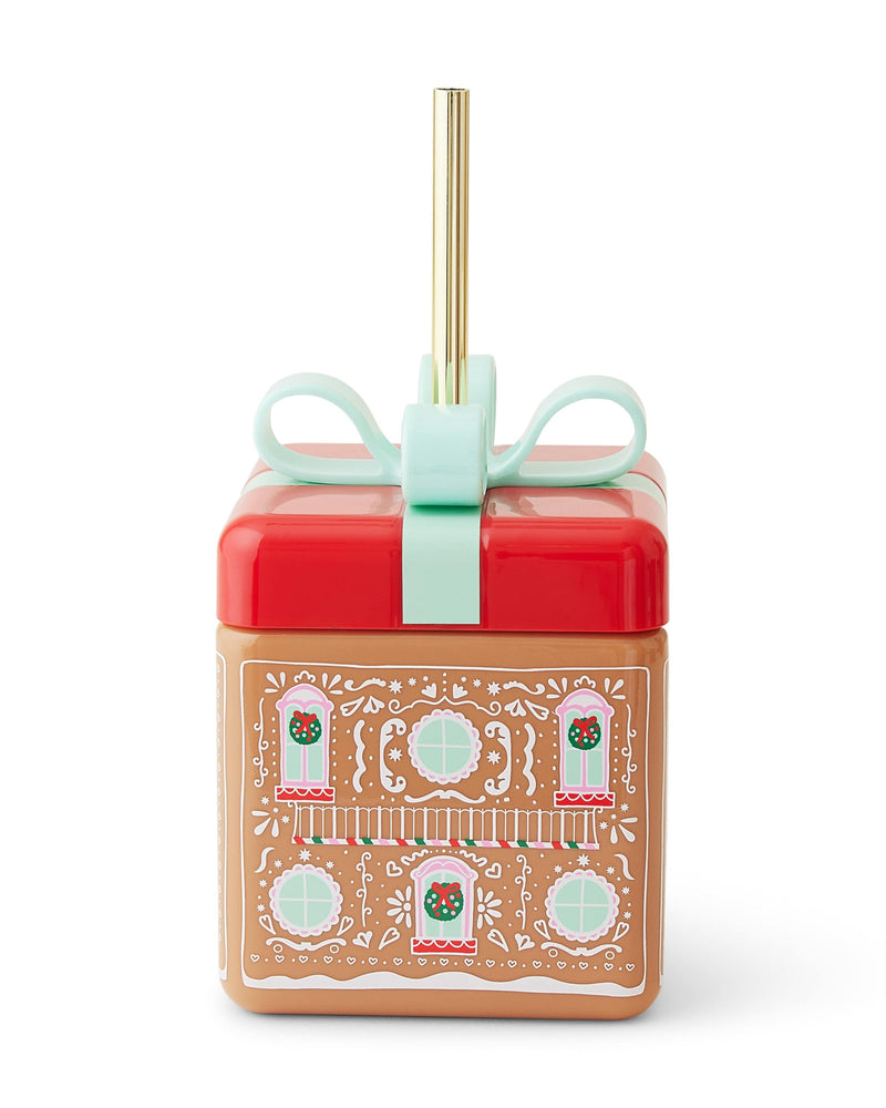 Christmas Gingerbread Holiday Skinny Tumbler with Lid and Straw