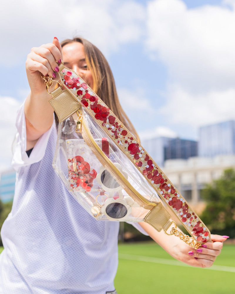 adjustable confetti strap and clear belt bag bundle