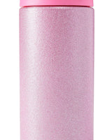 Close up of pink glitter water bottle. 