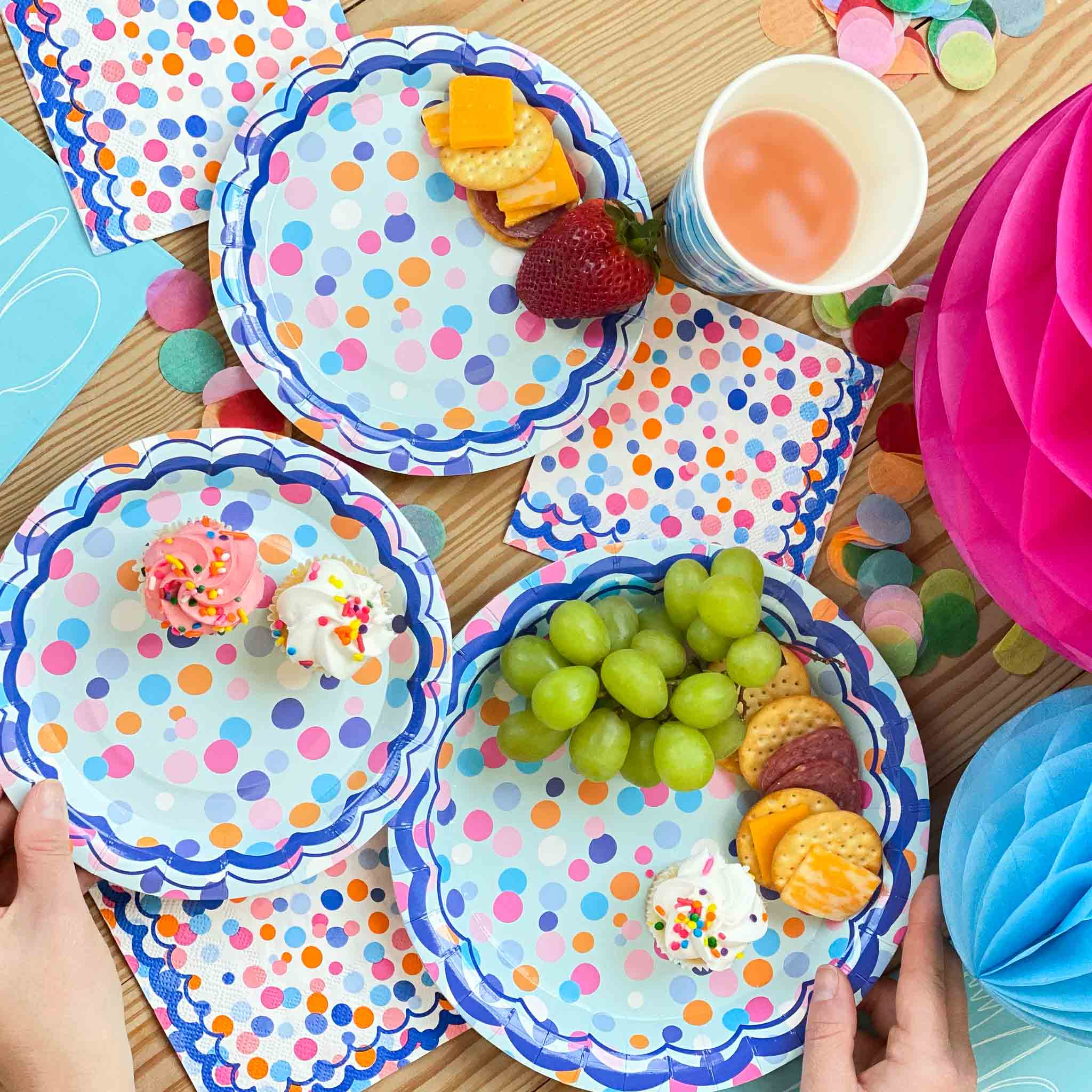 Boocikey 200pcs Pastel Party Decorations Birthday Party Paper Plates and Napkins Party Supplies, Disposable Paper Plates Set-Pastel Paper Plates